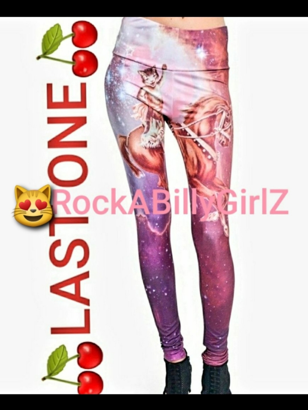 Too Fast Galaxy Cat Riding Horse in Space Two Sided Leggings Pants by Momothecat